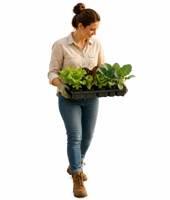 Lady carrying plants