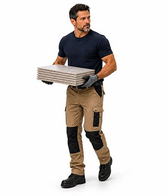 Man carrying tiles