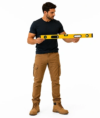 Man holding a level