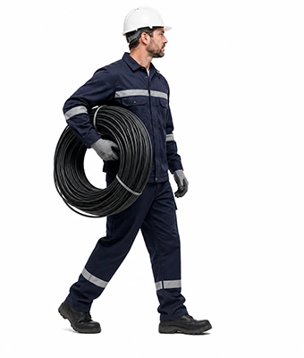Man carrying electrical wire