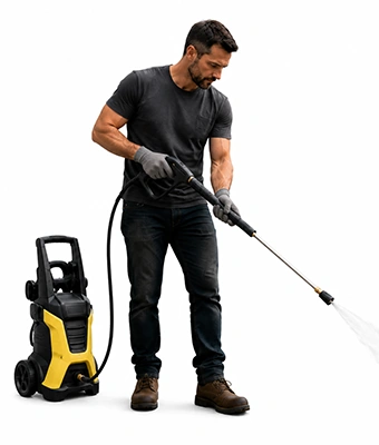 Man spraying water