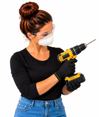 Lady holding a drill to insulate and draught-proof your attic hatch
