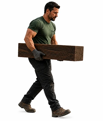 Man holding timber sleeper